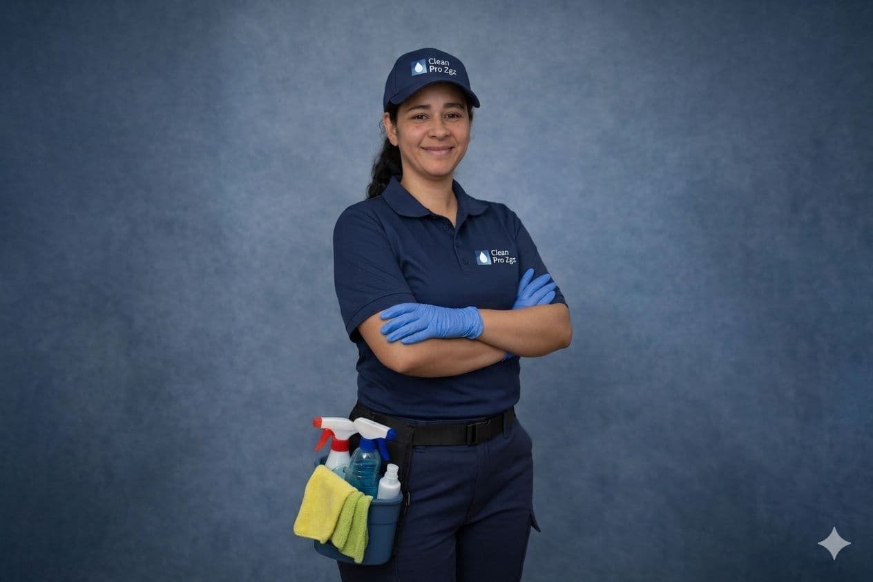 Profesional de Clean Pro Zgz lista para trabajar